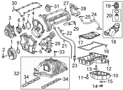 2015 Ram 1500 Engine Parts, Mounts, Cylinder Head & Valves, Camshaft & Timing, Oil Pan, Oil Pump, Crankshaft & Bearings, Pistons, Rings & Bearings, Variable Valve Timing Cover-Cylinder Head Diagram for 68147538AB