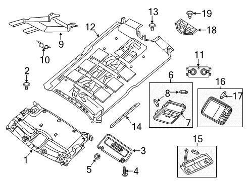 2019 Nissan NV3500 Interior Trim - Roof Control Assembly Rear Diagram for 27501-1PA0A