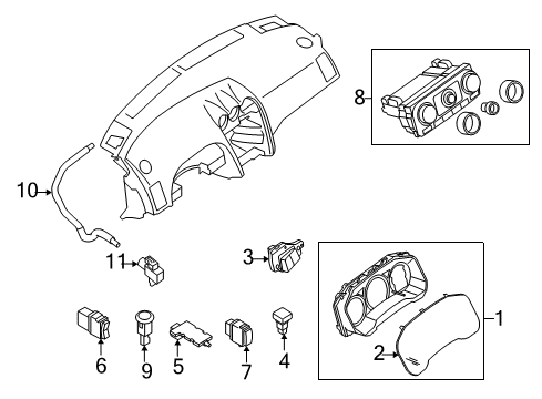 2010 Nissan Altima Switches Speedometer Instrument Cluster Diagram for 24810-ZX00B