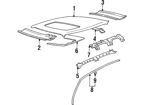 1998 Hyundai Sonata Roof & Components, Exterior Trim Clip-Drip Rail Moulding, Front Diagram for 87789-34000