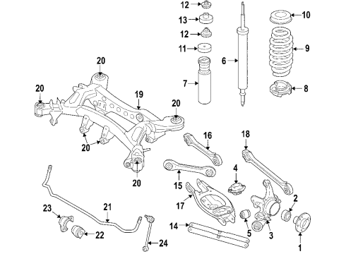 2008 BMW 335xi Rear Suspension, Rear Axle, Lower Control Arm, Upper Control Arm, Stabilizer Bar, Suspension Components Rear Axle Carrier Diagram for 33316783715