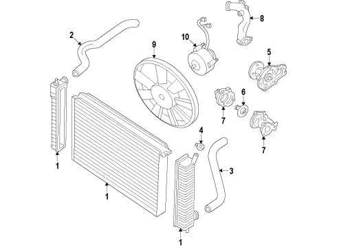 2000 Nissan Quest Cooling System, Radiator, Water Pump, Cooling Fan Pump Assembly Water Diagram for B1010-7B000