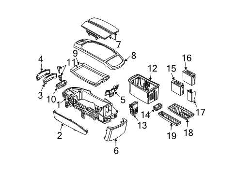 2003 BMW 745i Console - Armrest Carrier, Centre Armrest Diagram for 51168223315