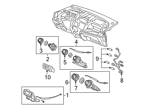 2012 Honda Fit A/C & Heater Control Units Control Assy., Mode *NH699L* (NEUTRAL MAT GUN METALLIC) Diagram for 79550-TK6-A01ZA