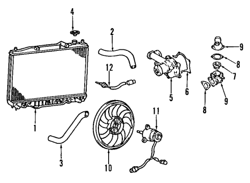 1993 Hyundai Elantra Cooling System, Radiator, Water Pump, Cooling Fan Case-Thermostat Diagram for 25620-33001