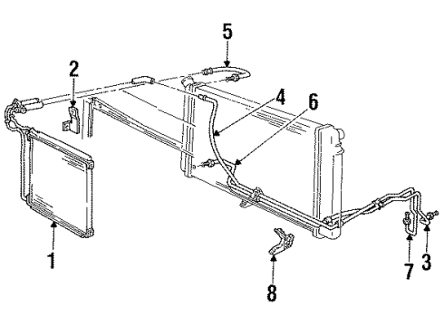 1993 Buick LeSabre Trans Oil Cooler Transmission Oil Cooler Upper Pipe Assembly Diagram for 25659161