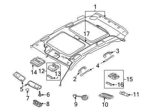 2011 Hyundai Tucson Interior Trim - Roof Overhead Console Lamp Assembly Diagram for 92820-2S000-OM