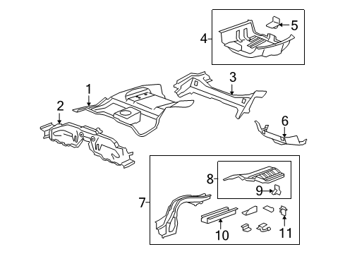 2012 Acura TSX Rear Body - Floor & Rails Frame, Right Rear (Upper) Diagram for 65630-TL2-A00ZZ