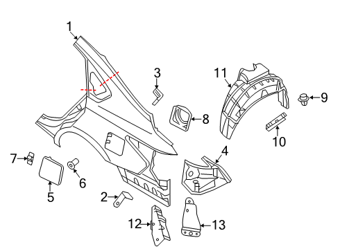 2016 Nissan Altima Quarter Panel & Components Protector R-WHEELHOUSE, H Diagram for 76748-3TA0A