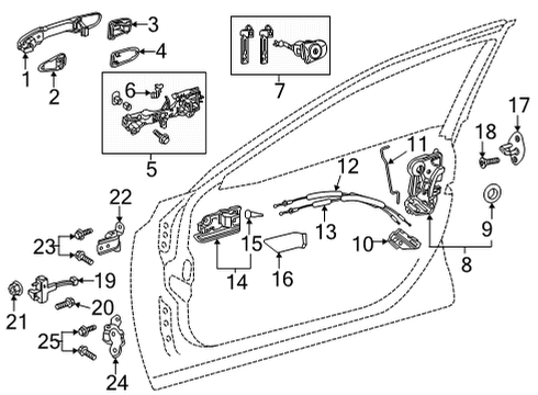 2021 Toyota Sienna Front Door Handle Base Diagram for 69201-08010