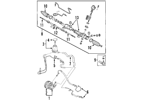 2004 Toyota Matrix P/S Pump & Hoses, Steering Gear & Linkage Return Hose Diagram for 44406-02080