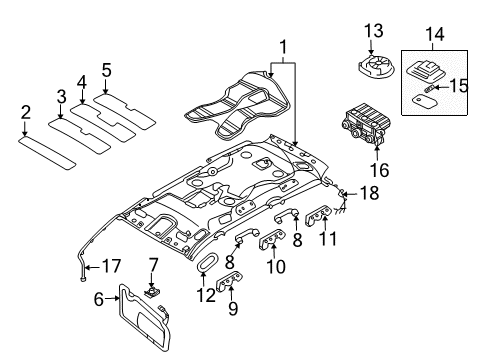2007 Hyundai Entourage Auxiliary Heater & A/C Headlining Assembly-Front Diagram for 853104D220QW
