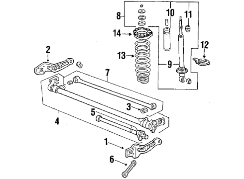 1986 Acura Integra Rear Axle, Lower Control Arm, Torque Arm, Suspension Components Beam Assembly, Rear Axle Diagram for 42100-SE7-670
