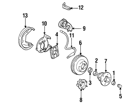 1991 GMC C3500 Front Brakes Front Wheel Bearing (Include Brgs & Studs) Diagram for 15537436