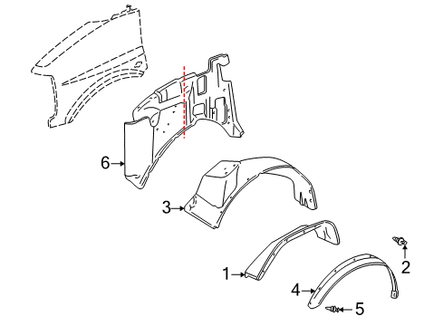 1996 Chevrolet P30 Inner Components - Fender Shield-Front Wheelhouse Panel Splash *Inner Diagram for 15726444