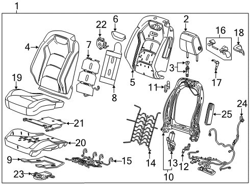 2017 Chevrolet Camaro Driver Seat Components Seat Cushion Pad Diagram for 84427045