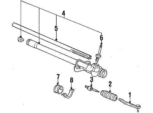 1991 Honda Civic P/S Pump & Hoses, Steering Gear & Linkage Pinion, Steering (LH) Diagram for 53422-SH3-A02
