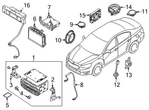 2016 Kia Cadenza Sound System Front Tweeter Speaker Assembly, Right Diagram for 963103R800