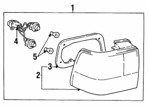 1993 Hyundai Scoupe Bulbs Lamp Assembly-Rear Combination, RH Diagram for 92402-23251