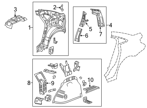 2012 Buick Verano Inner Structure - Quarter Panel Inner Quarter Panel Diagram for 20985978