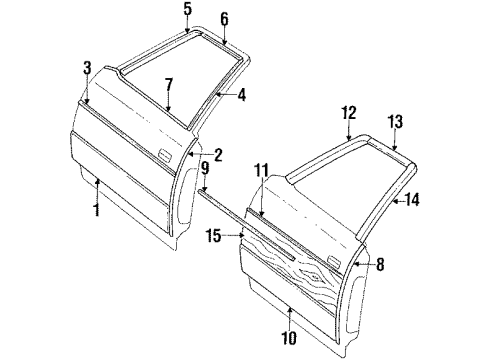 1986 Pontiac Parisienne Front Door - Moldings Molding Edge Guard Front Door Diagram for 20109129