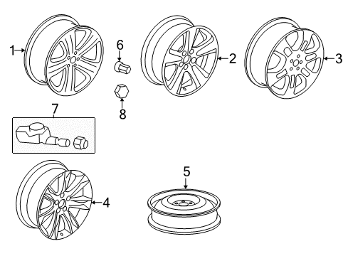 2013 Acura MDX Wheels, Covers & Trim Wheel, Disk Al 19X8 1/2 Diagram for 42700-STX-A52