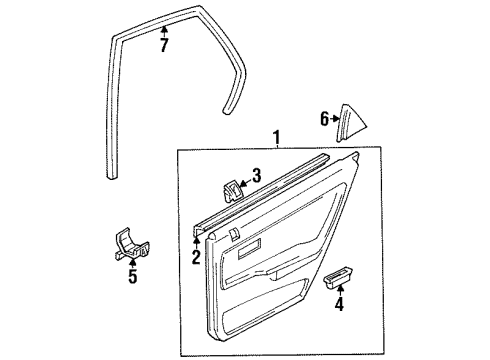 1992 Honda Civic Interior Trim - Rear Door Weatherstrip, RR. Door (Inner) Diagram for 72835-SR4-003