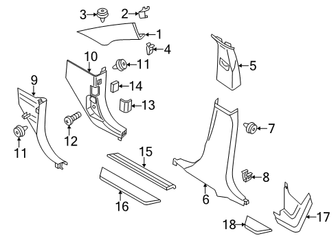 2017 BMW X4 Interior Trim - Pillars, Rocker & Floor Cover, Column A Left Diagram for 51437363917