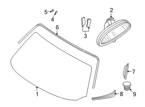 2003 BMW Z8 Windshield Glass, Reveal Moldings Clip Diagram for 51218213615