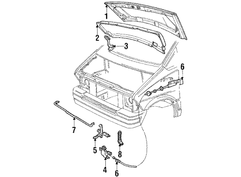 1993 Ford Aerostar Hood & Components Safety Catch Diagram for E69Z16892A