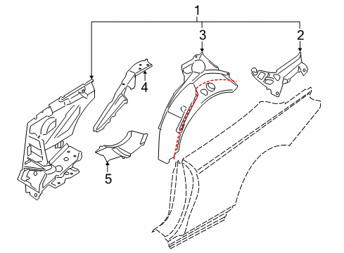 2019 BMW M4 Inner Structure - Quarter Panel Right Interior Side Frame Diagram for 41218061428