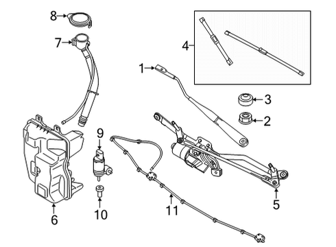 2020 BMW 228i xDrive Gran Coupe Wipers WIPER SYSTEM, COMPLETE Diagram for 61617453953