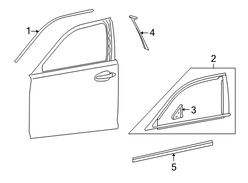 2011 Lexus LS600h Exterior Trim - Front Door Moulding Sub-Assy, Front Door, Outside LH Diagram for 75072-50050-A2