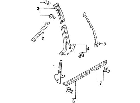 2001 Ford Escort Interior Trim - Pillars, Rocker & Floor Weatherstrip Pillar Trim Diagram for F7CZ5403598AAC