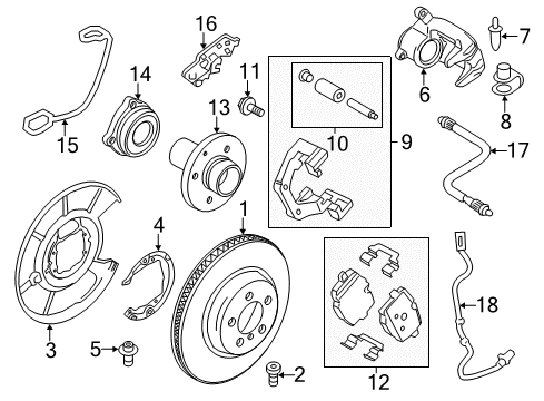 2011 BMW 535i GT xDrive Brake Components Supporting Ring Diagram for 34216775273