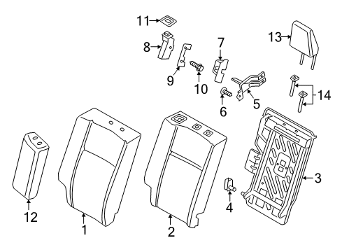 2019 Ford EcoSport Rear Seat Components Seat Back Pad Diagram for GN1Z-5866800-B