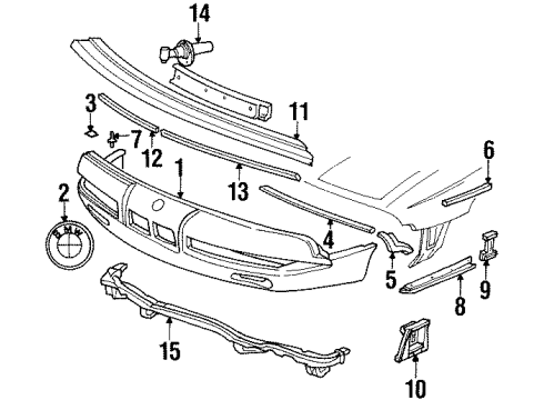 1997 BMW 840Ci Front Bumper Gasket Right Diagram for 51111970358