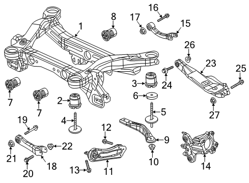 2021 Jeep Cherokee Rear Suspension, Lower Control Arm, Upper Control Arm, Ride Control, Stabilizer Bar, Suspension Components SPACER-Cradle Diagram for 68158571AA
