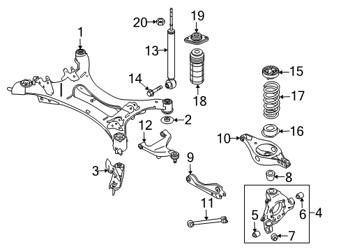 2013 Nissan Murano Rear Suspension Components, Lower Control Arm, Upper Control Arm, Stabilizer Bar Member Complete-Rear Suspension Diagram for 55400-JP00A