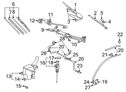 2001 Toyota Prius Wiper & Washer Components Front Wiper Blade, Left Diagram for 85222-50040