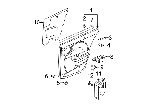 2006 Saturn Ion Rear Door Sealing Strip, Rear Side Door Window Inner Diagram for 22729944