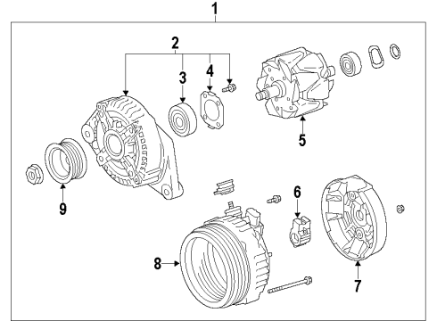 2010 Lexus LS460 Alternator Alternator Assembly With Regulator Diagram for 27060-38070