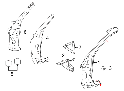 2014 Lexus IS250 Hinge Pillar, Rocker Panel Pillar Sub-Assembly, Front Diagram for 61024-53010