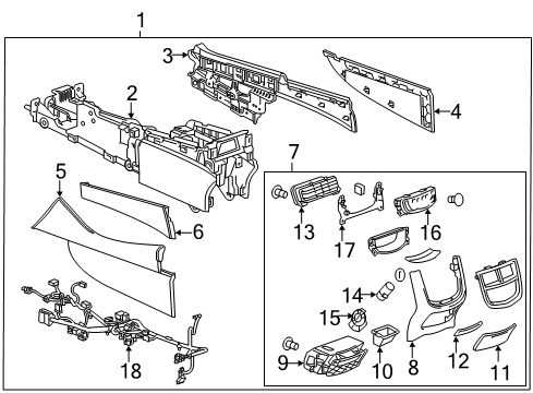 2015 Cadillac CTS Center Console Console Assembly Diagram for 23384585