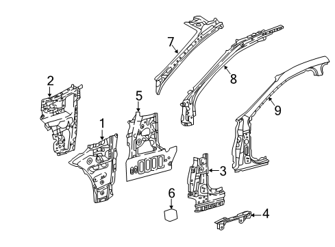 2020 Lexus LS500 Hinge Pillar Pillar Sub-Assembly, Front Diagram for 61023-50060