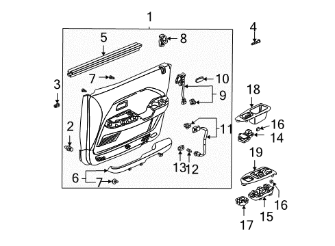 2006 Honda Pilot Mirrors Armrest Assembly, Left Front Door (Gray) (Leather) Diagram for 83583-S9V-A41ZB