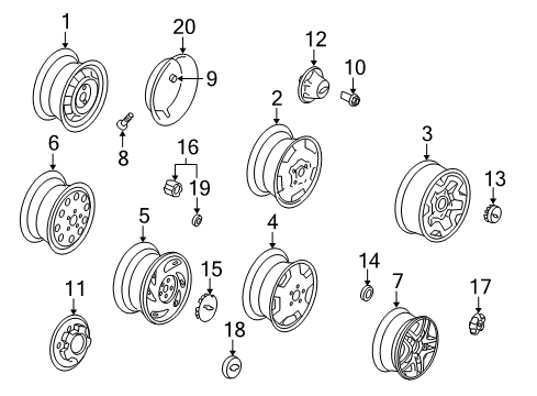 2003 Chevrolet S10 Wheels, Covers & Trim Wheel Rim Assembly-15X7 Front Diagram for 15169579