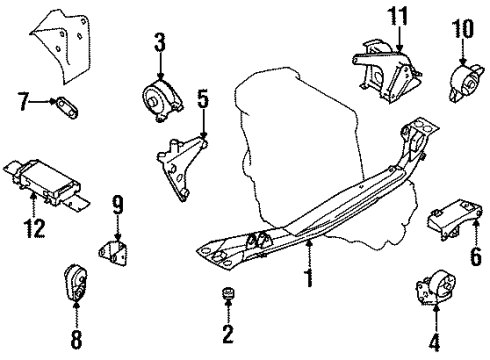 1995 Nissan 200SX Engine & Trans Mounting Engine Mounting Bracket, Rear Diagram for 11332-58Y00