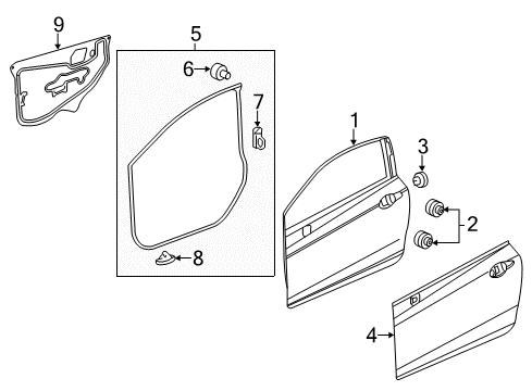 2014 Honda Civic Door & Components Panel, R. FR. Door (DOT) Diagram for 67010-TS8-A91ZZ