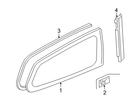 2004 Honda Civic Quarter Panel - Glass & Hardware Seal, L. FR. Quarter Glass Diagram for 73850-S5S-E01